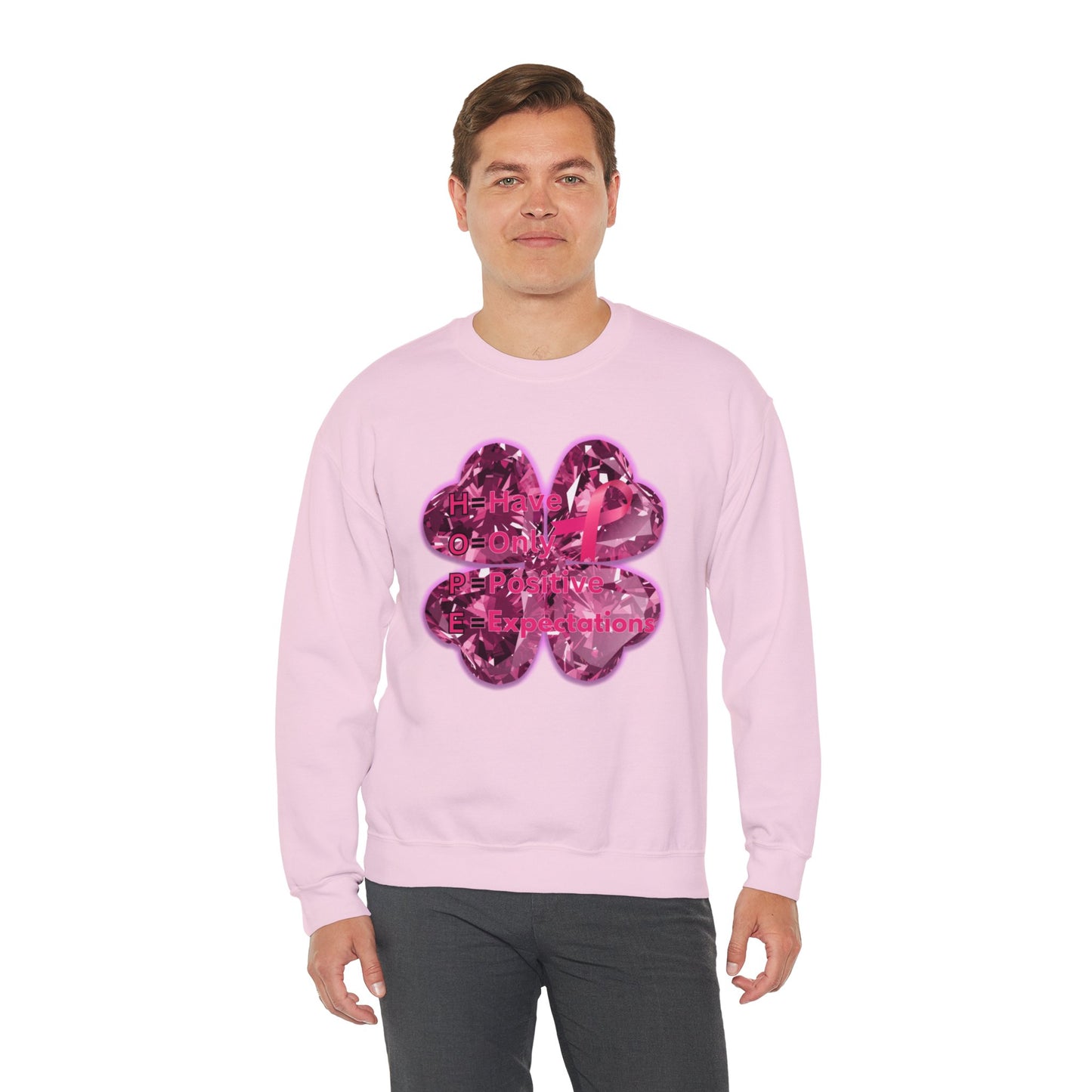 lucky pink awareness leaf Crewneck Sweatshirt