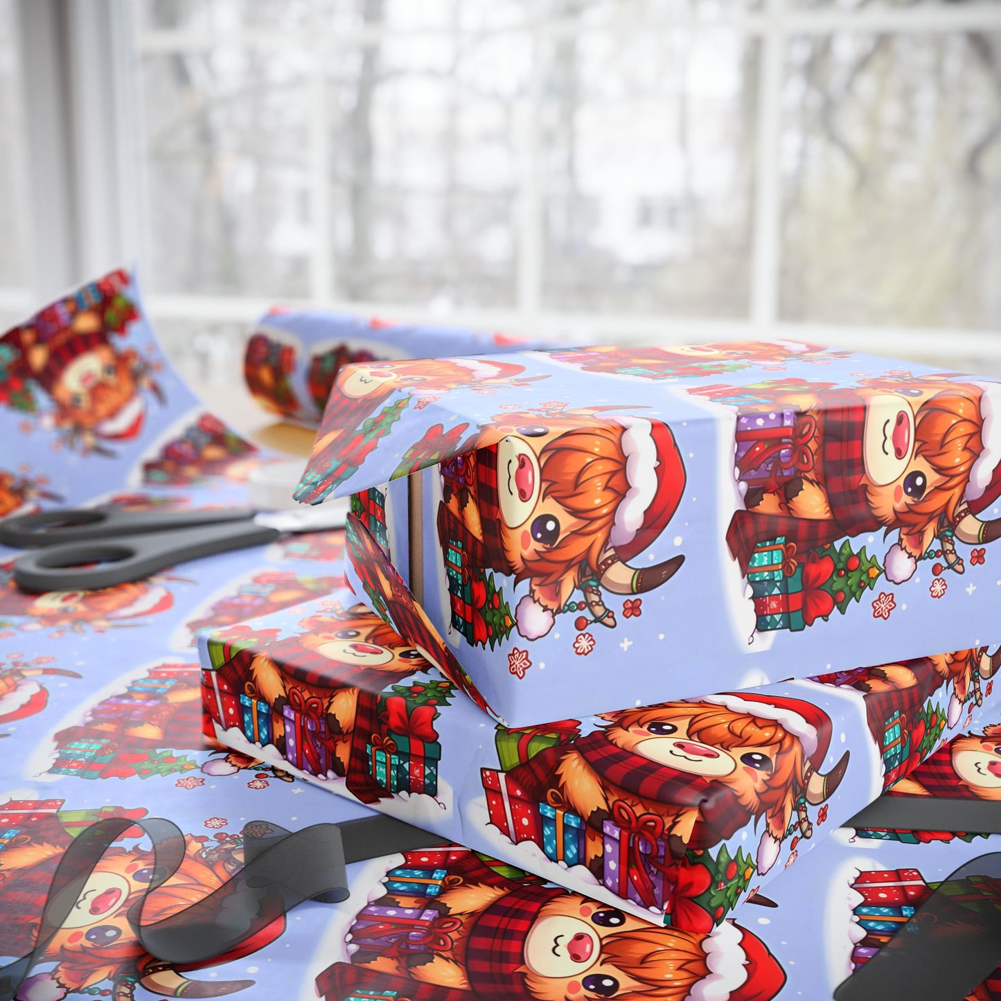 Christmas Highland Cow wrapping paper