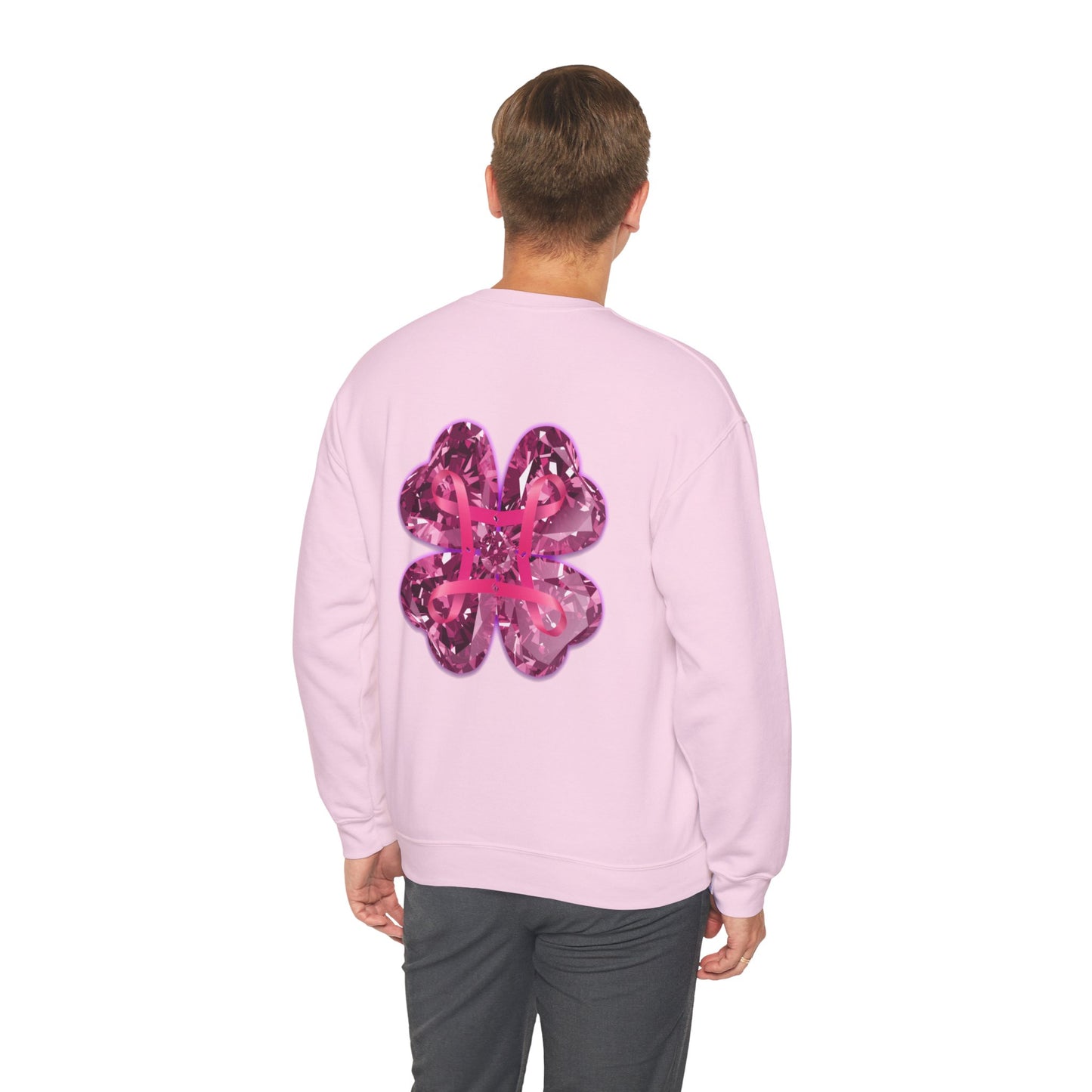 lucky pink awareness leaf Crewneck Sweatshirt