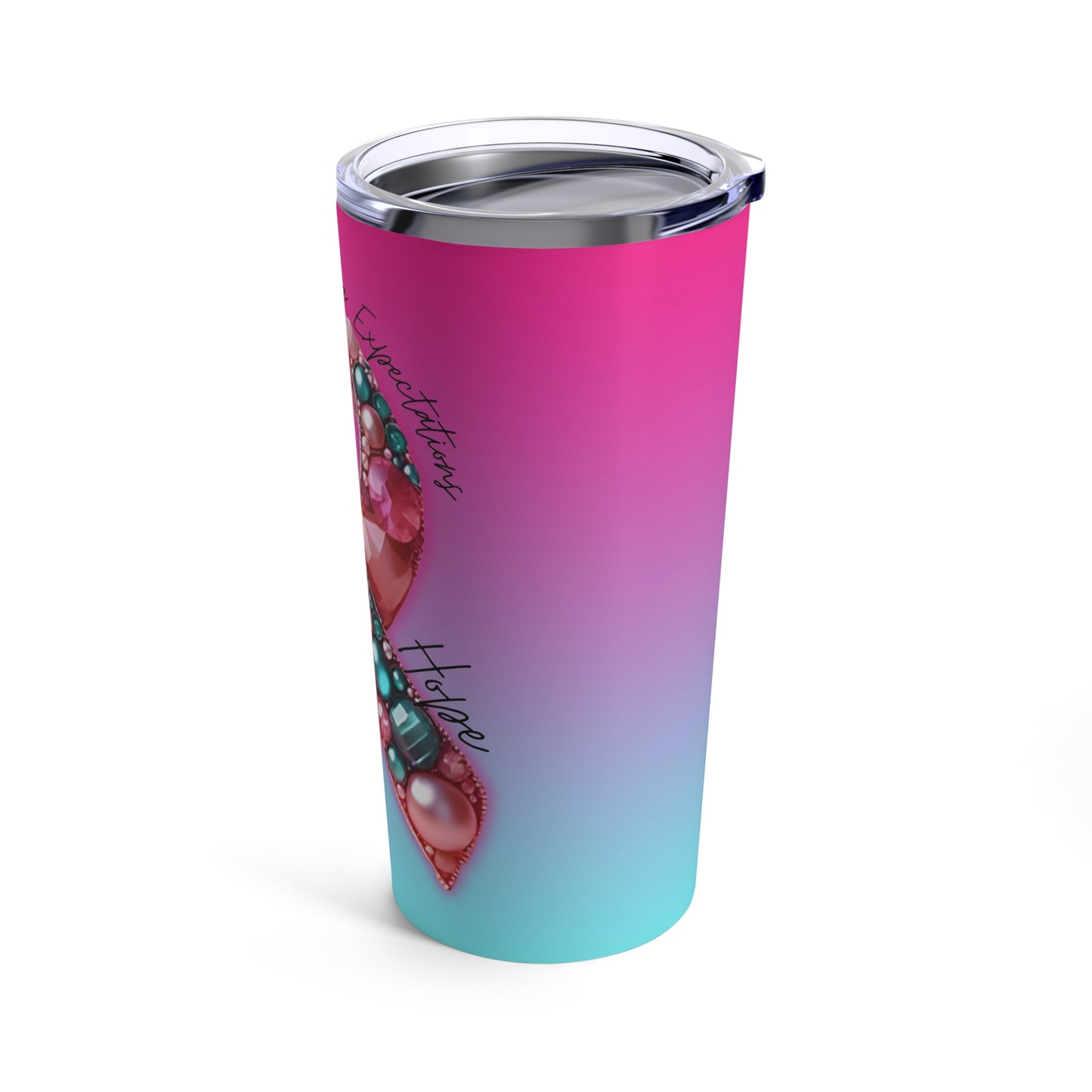Empowering Pink Ribbon 20oz Tumbler - Positive Vibes for Awareness