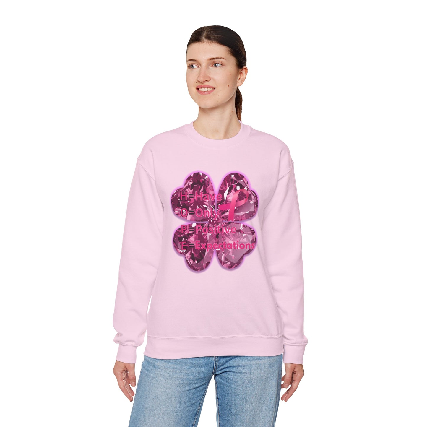 lucky pink awareness leaf Crewneck Sweatshirt