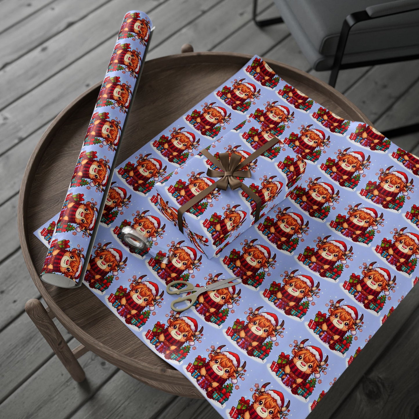 Christmas Highland Cow wrapping paper