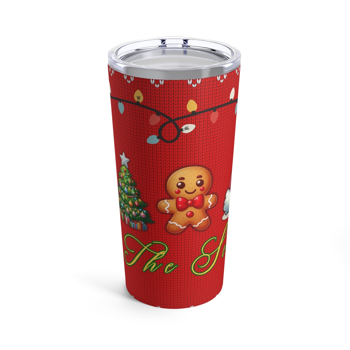 Festive Tis The Season 20oz Tumbler - Holiday Cheer with Gingerbread and Christmas Lights