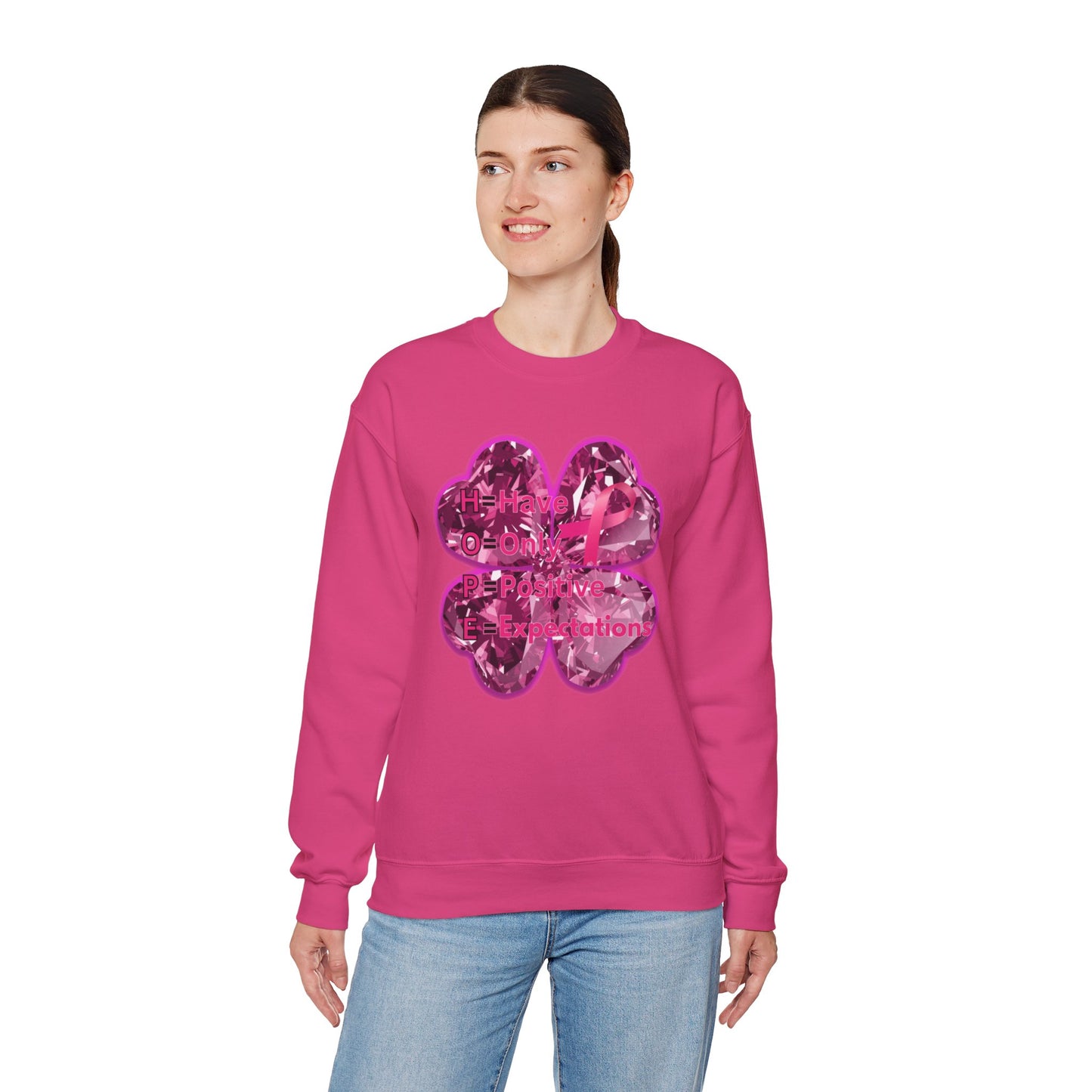 lucky pink awareness leaf Crewneck Sweatshirt