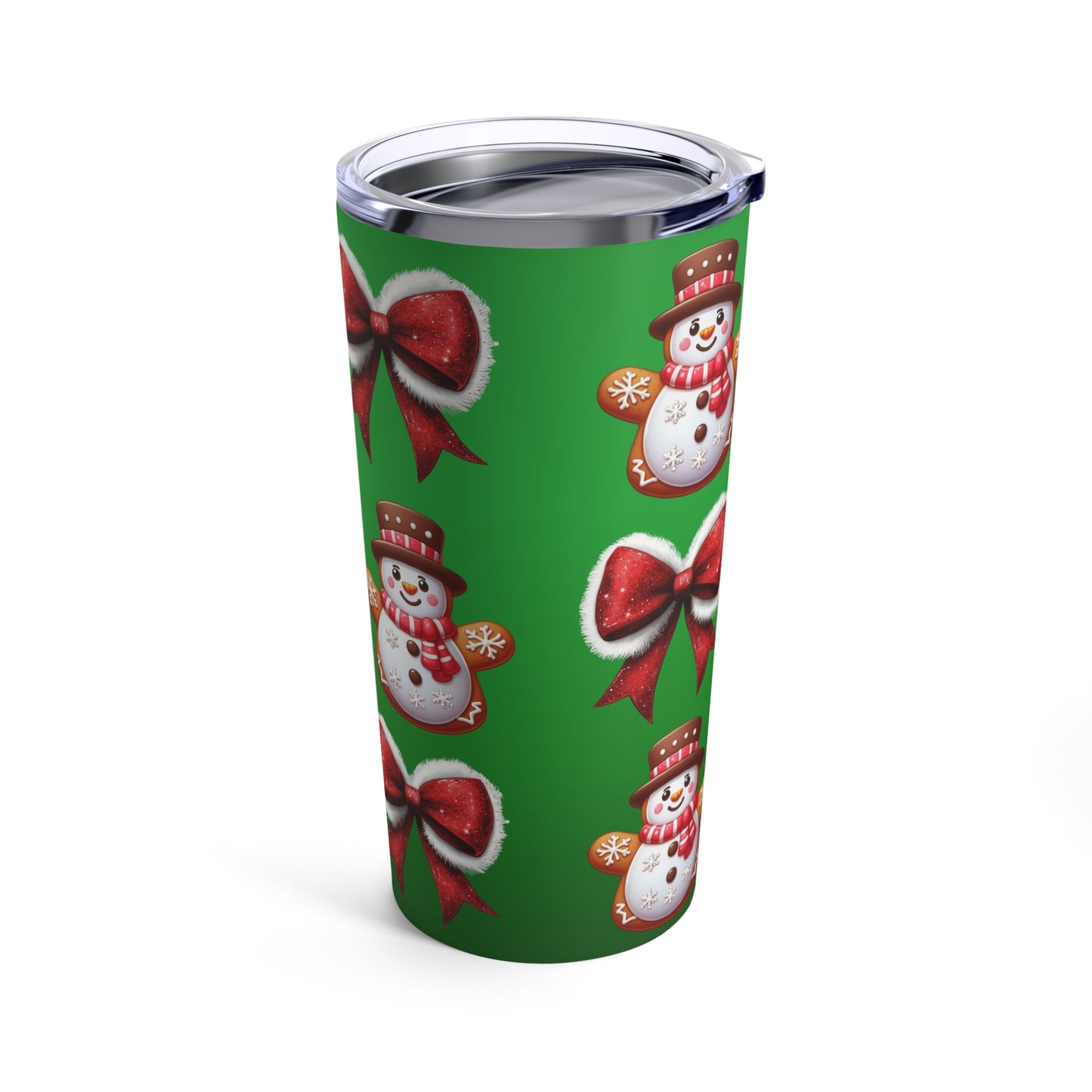 Festive Snowman Tumbler 20oz - Holiday Drinkware with Bows