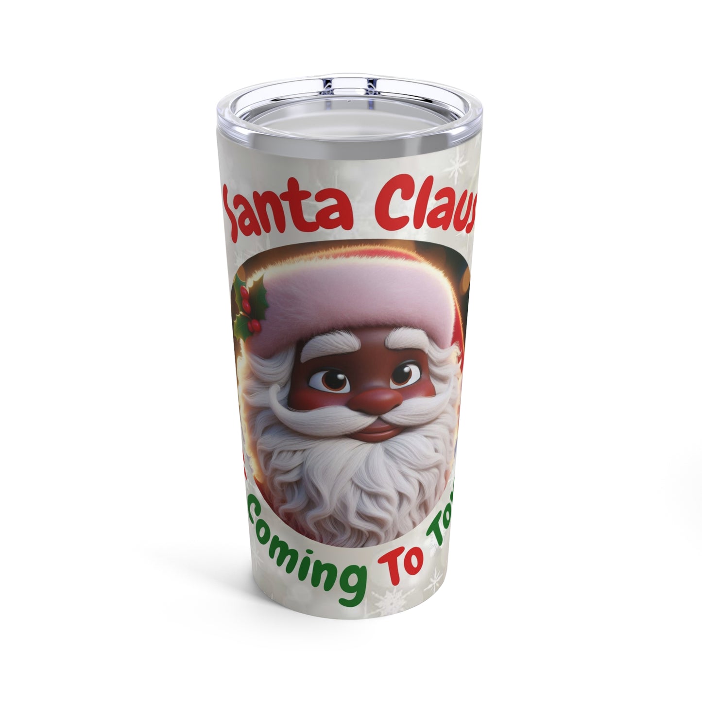 Black Santa Claus 20oz Tumbler - Holiday Cheer & Winter Vibes