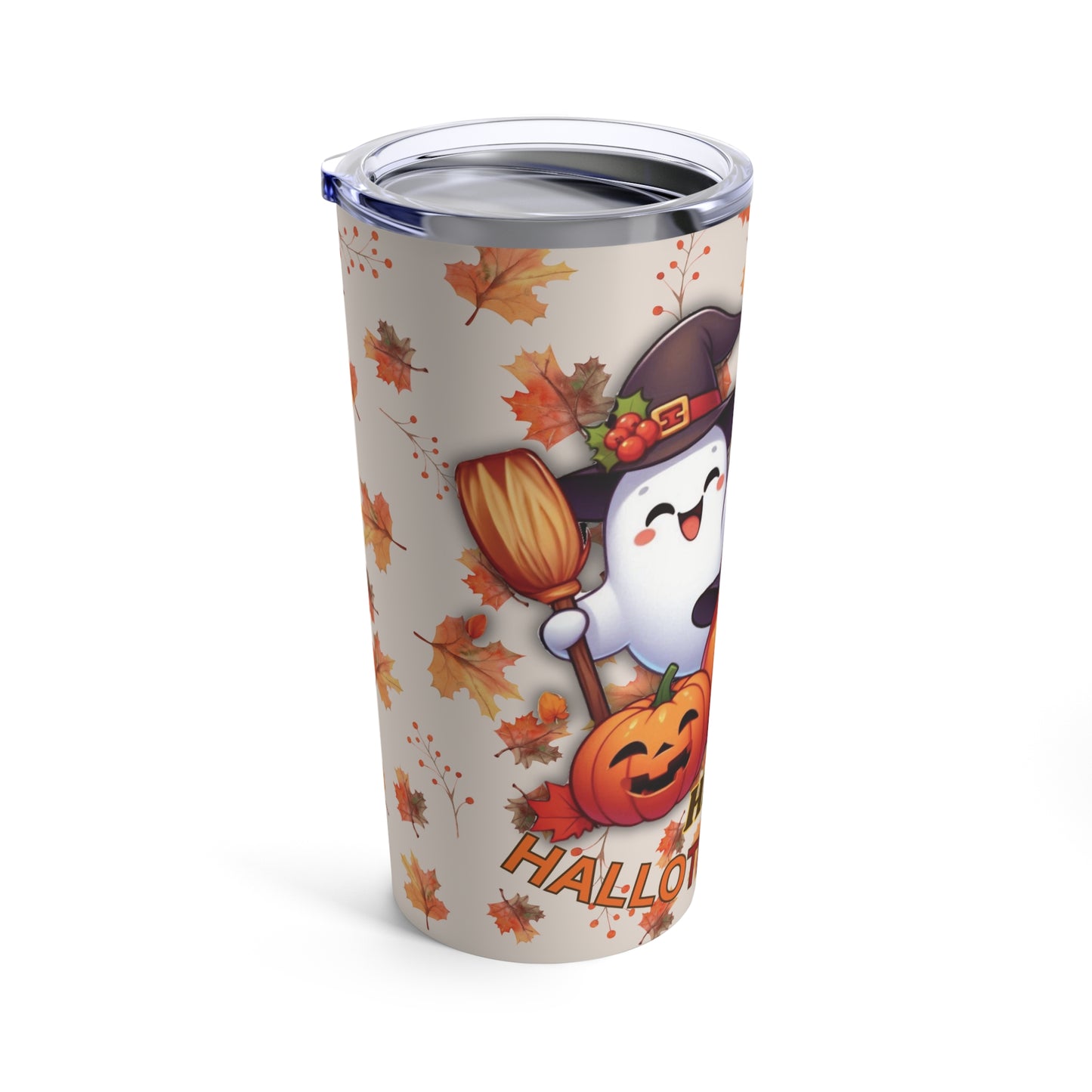 HalloThanksMas 20oz Tumbler - Cute Ghosts & Pumpkins Design