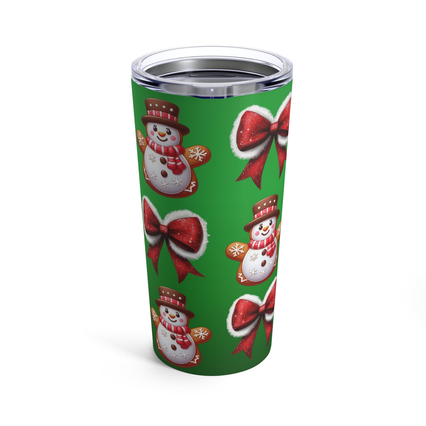 Festive Snowman Tumbler 20oz - Holiday Drinkware with Bows