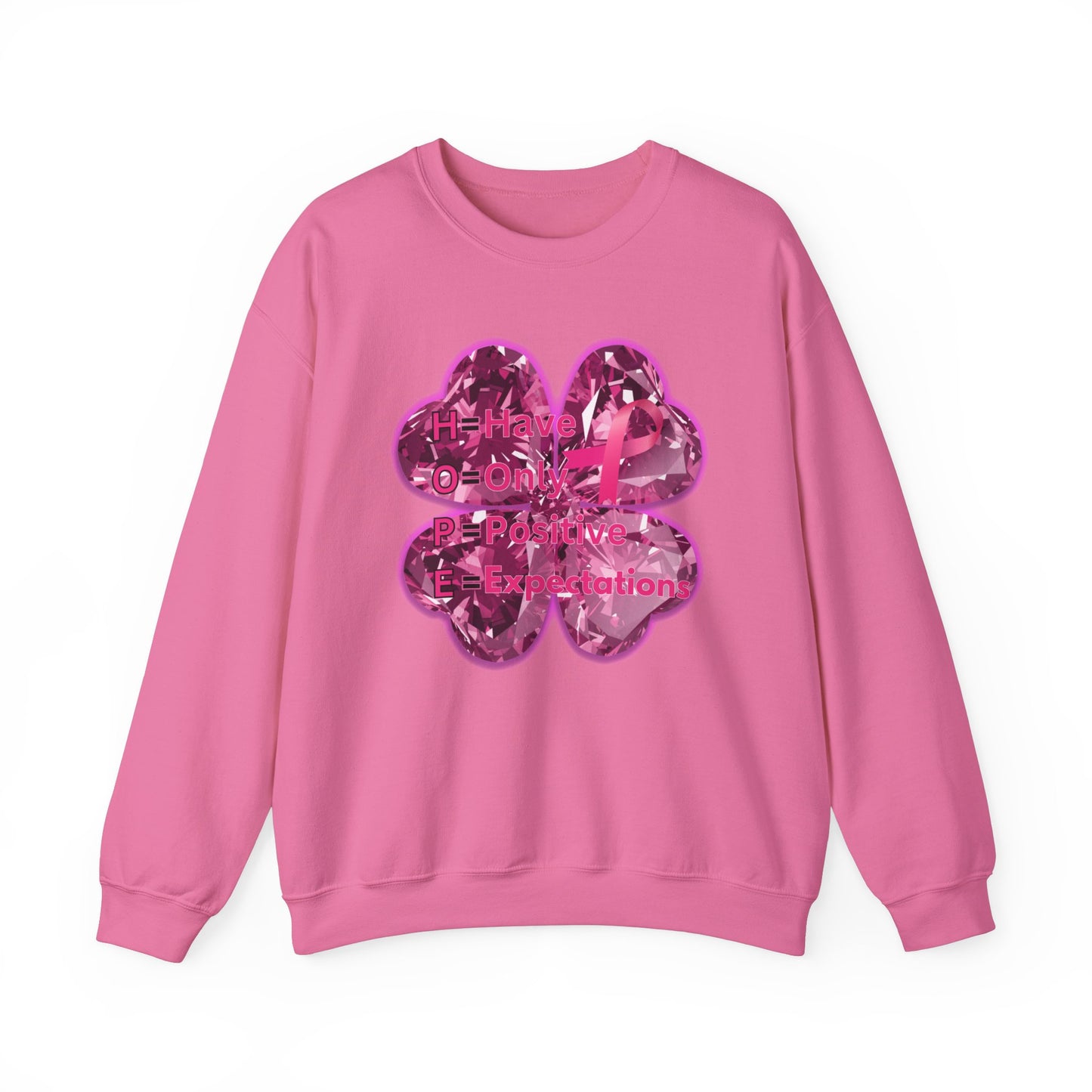 lucky pink awareness leaf Crewneck Sweatshirt