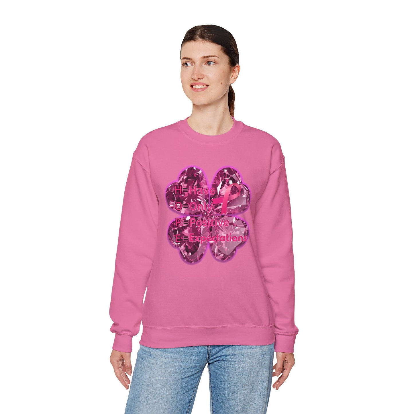 lucky pink awareness leaf Crewneck Sweatshirt