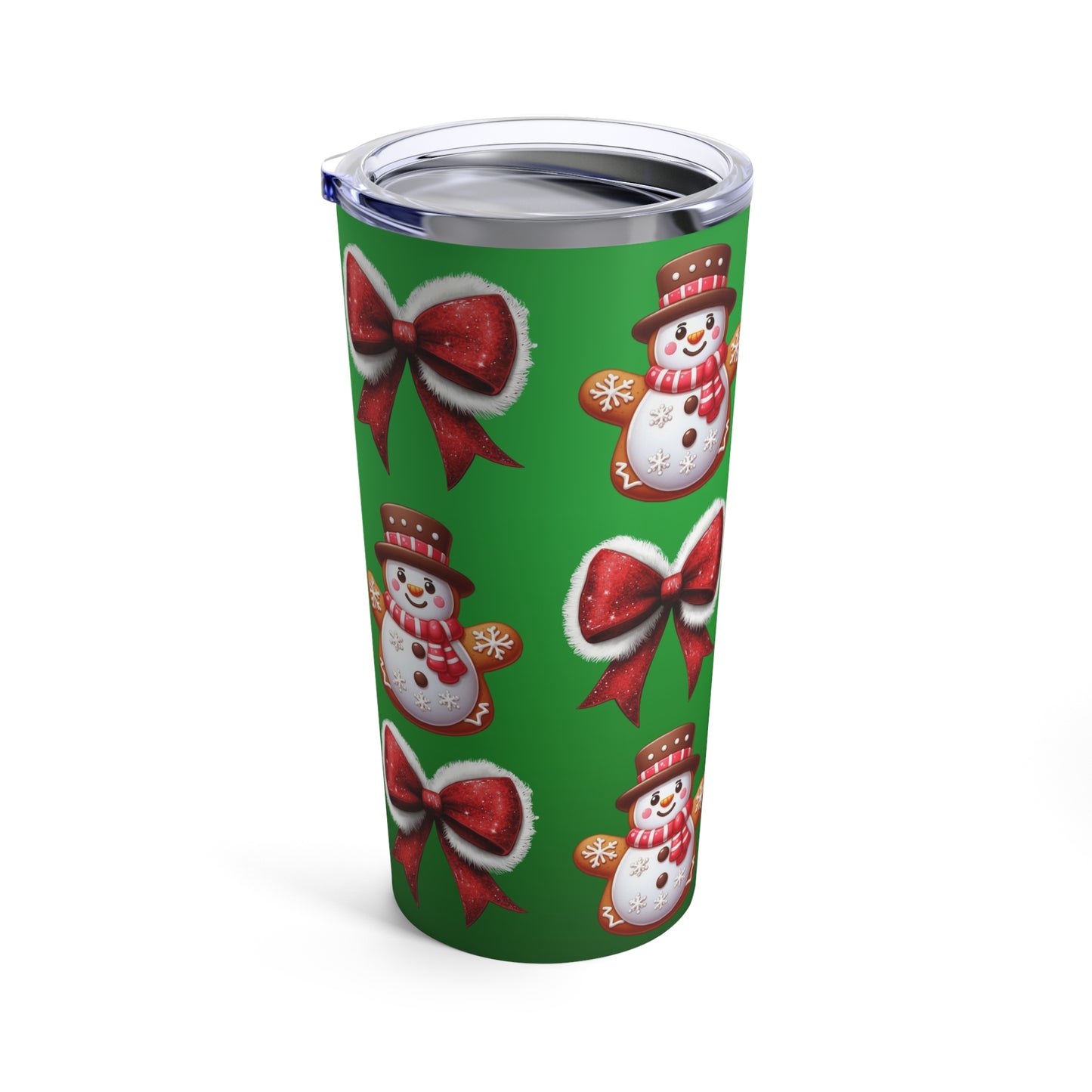 Festive Snowman Tumbler 20oz - Holiday Drinkware with Bows