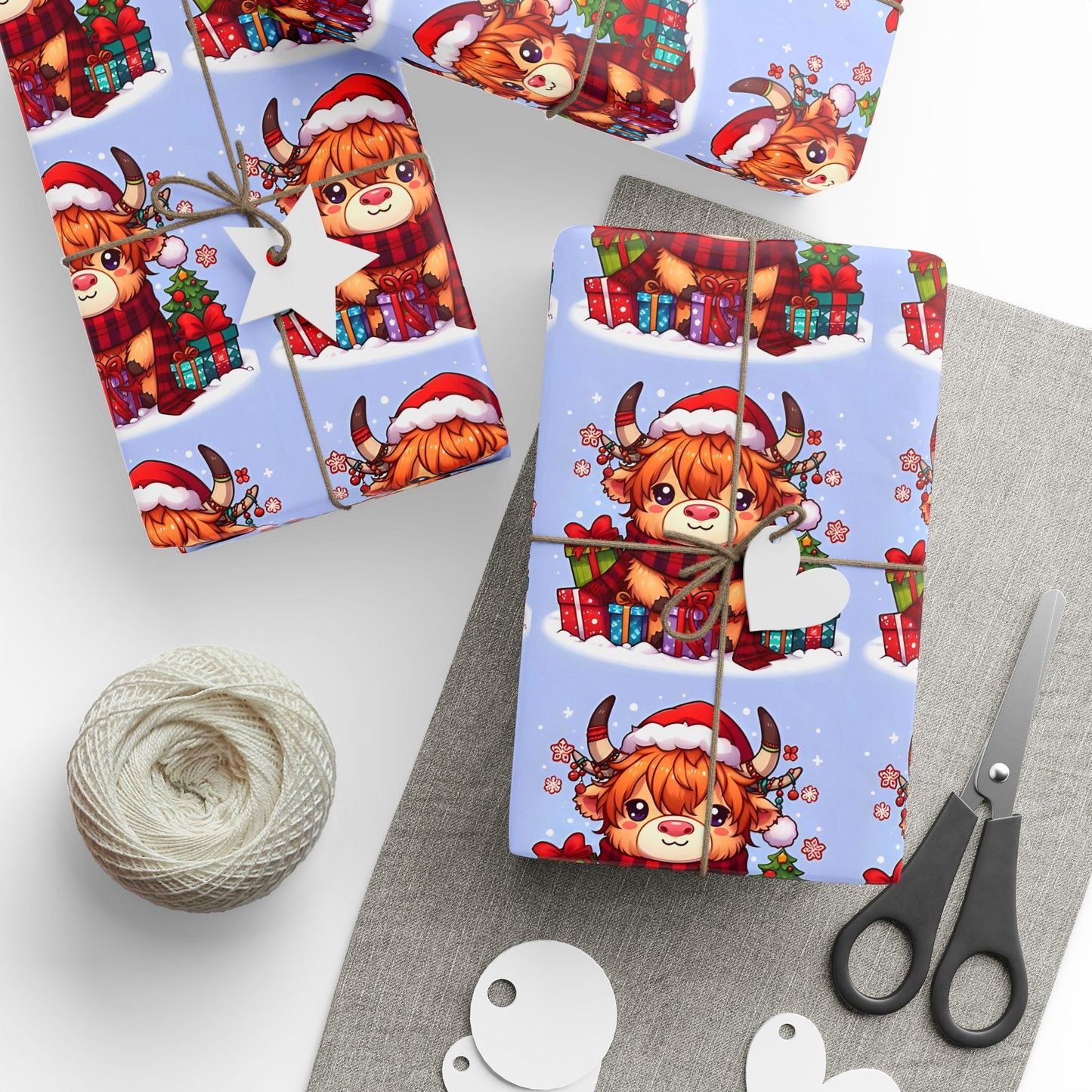 Christmas Highland Cow wrapping paper
