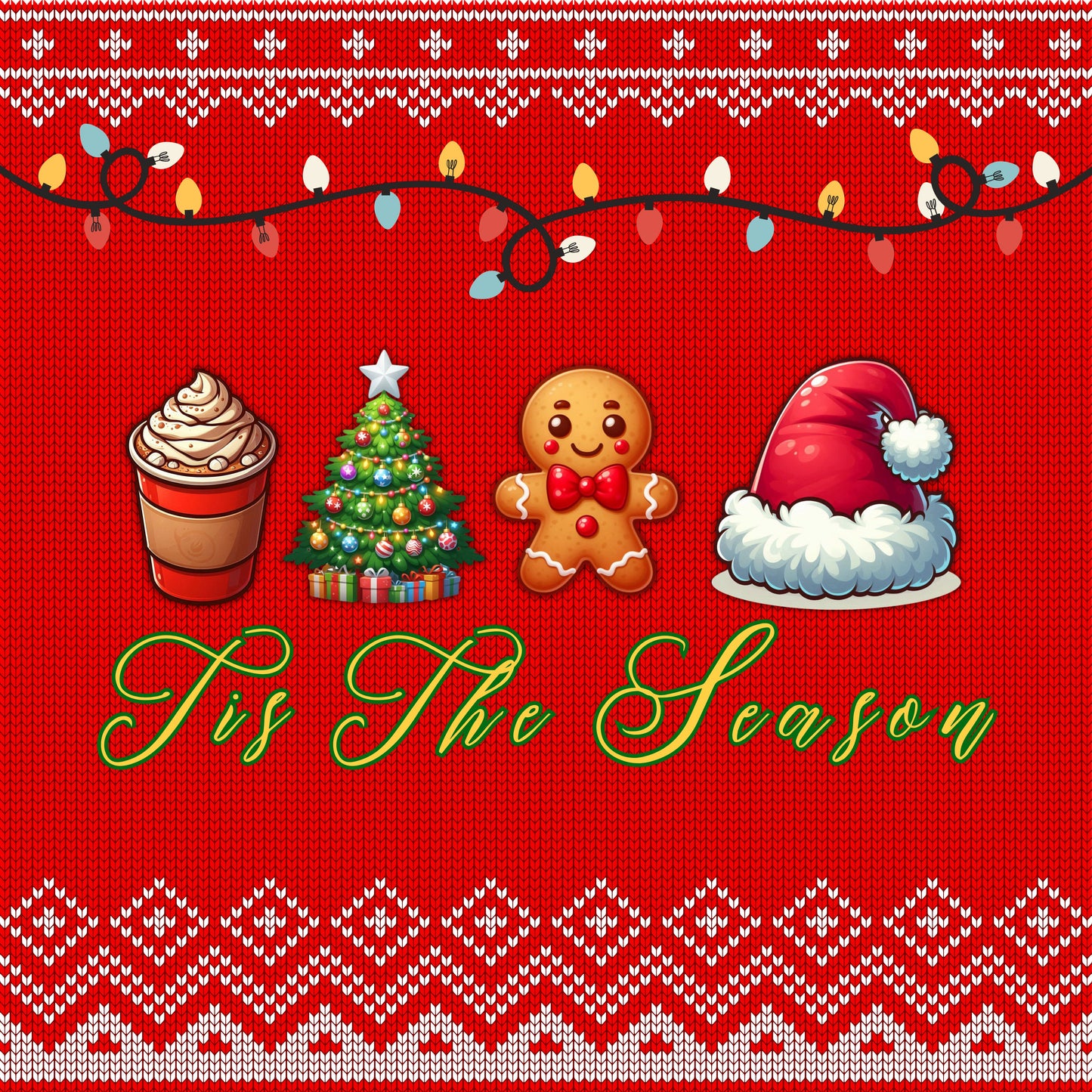 Festive Tis The Season 20oz Tumbler - Holiday Cheer with Gingerbread and Christmas Lights