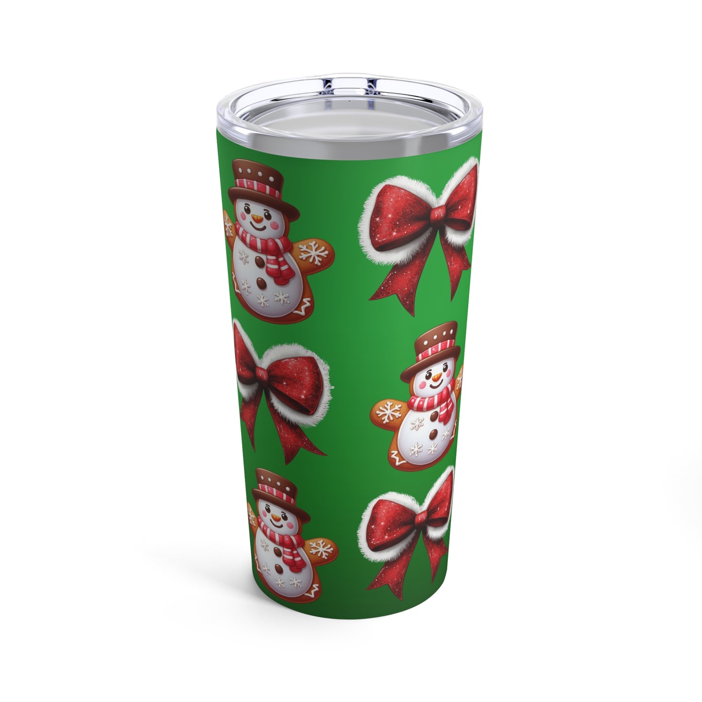 Festive Snowman Tumbler 20oz - Holiday Drinkware with Bows