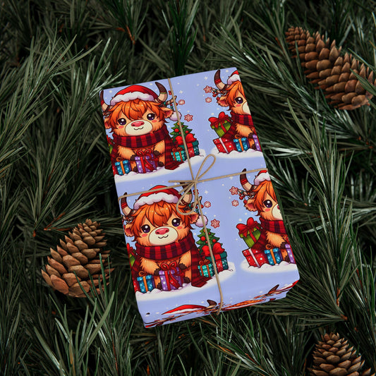 Christmas Highland Cow wrapping paper