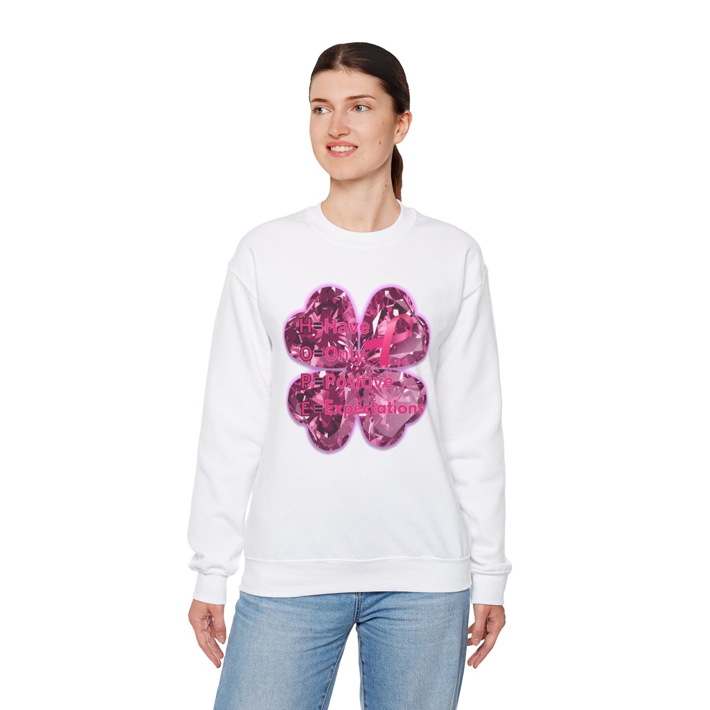 lucky pink awareness leaf Crewneck Sweatshirt