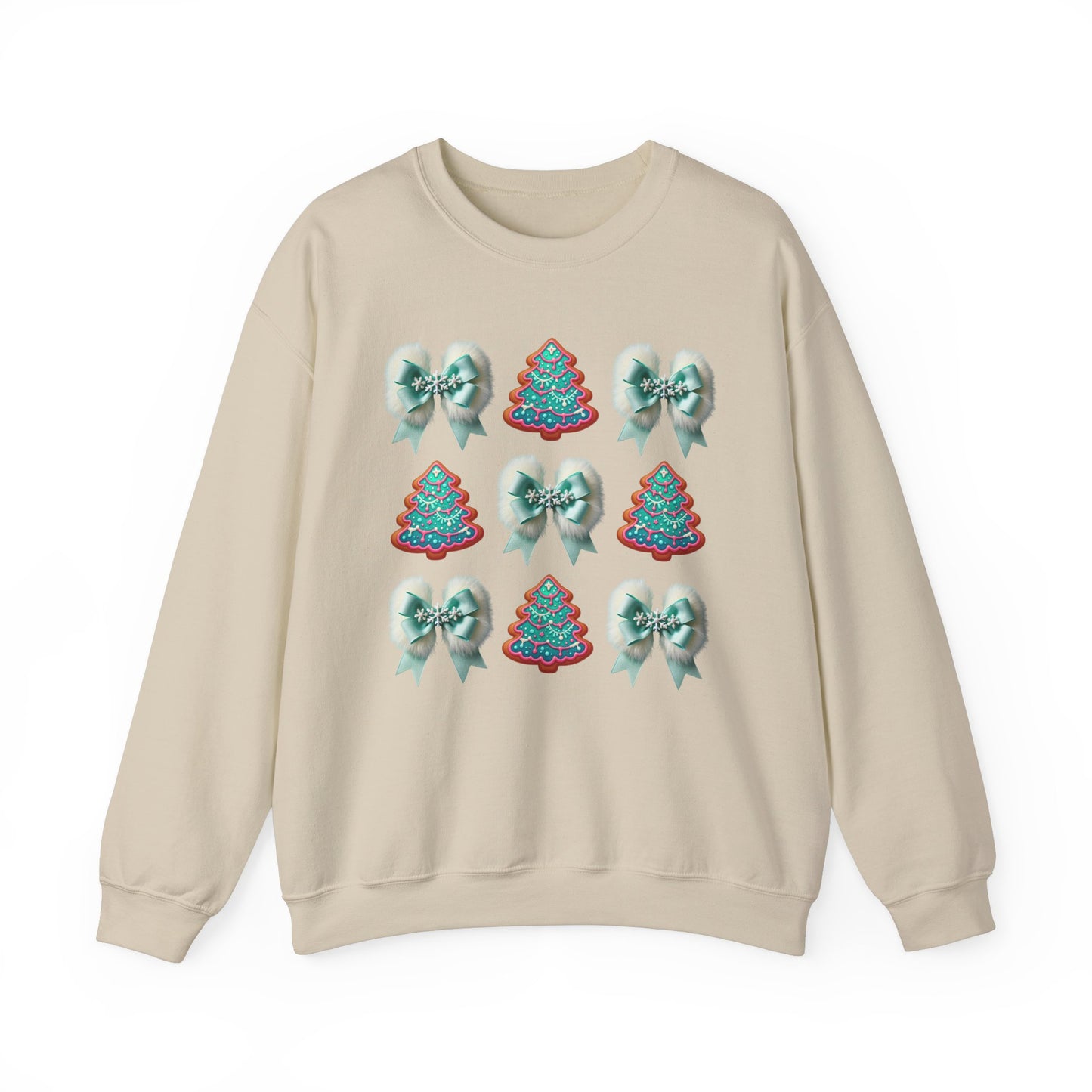 Festive Christmas Sweatshirt with Tree and Bow Design