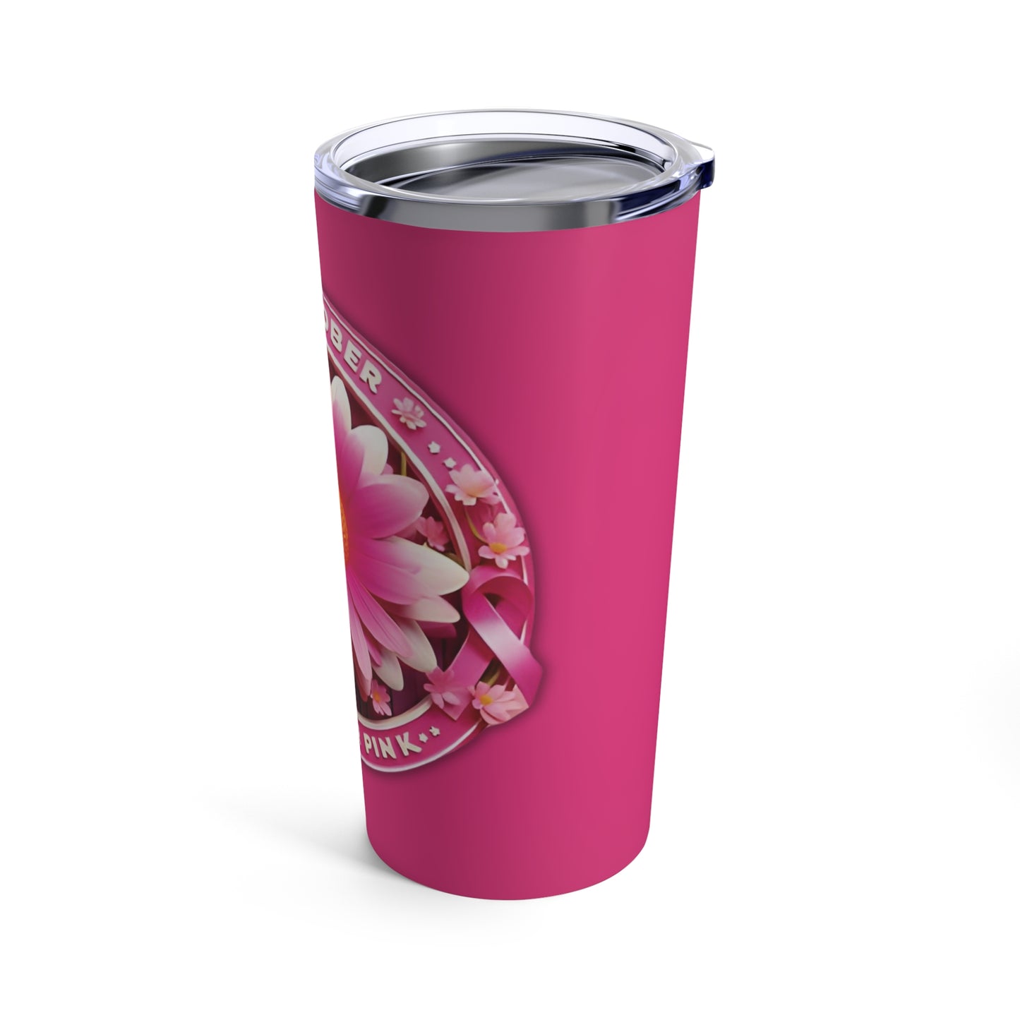 October Awareness 20oz Tumbler - Bold Pink Floral Design