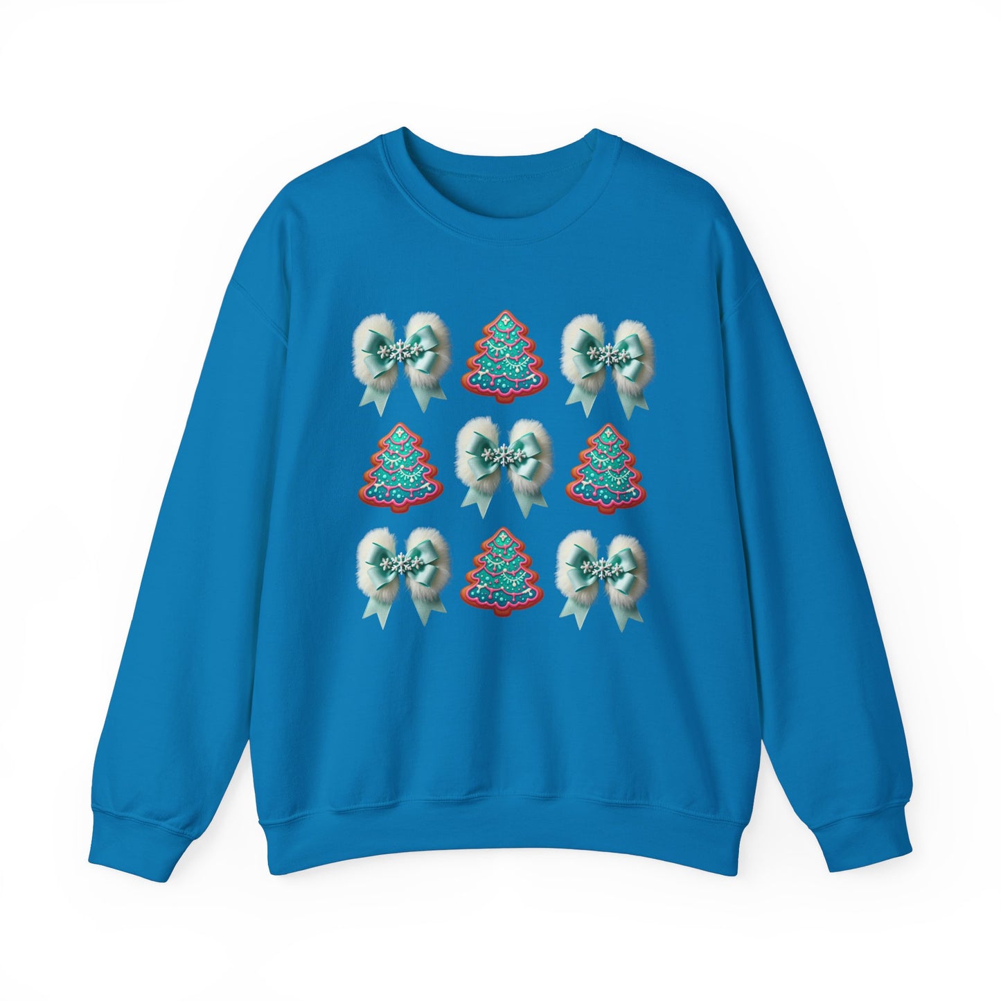 Festive Christmas Sweatshirt with Tree and Bow Design