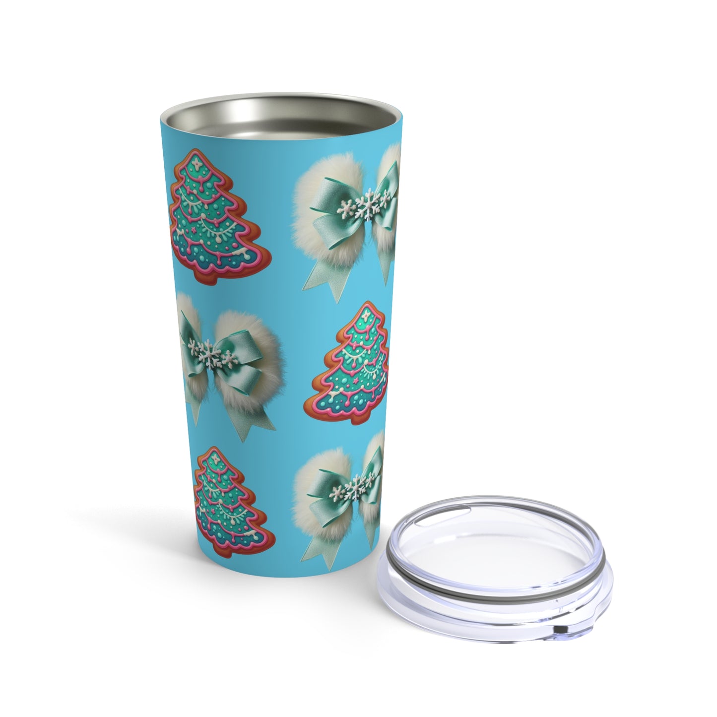 Christmas Tree & Bow Tumbler 20oz - Festive Holiday Travel Mug