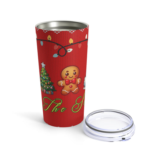 Festive Tis The Season 20oz Tumbler - Holiday Cheer with Gingerbread and Christmas Lights