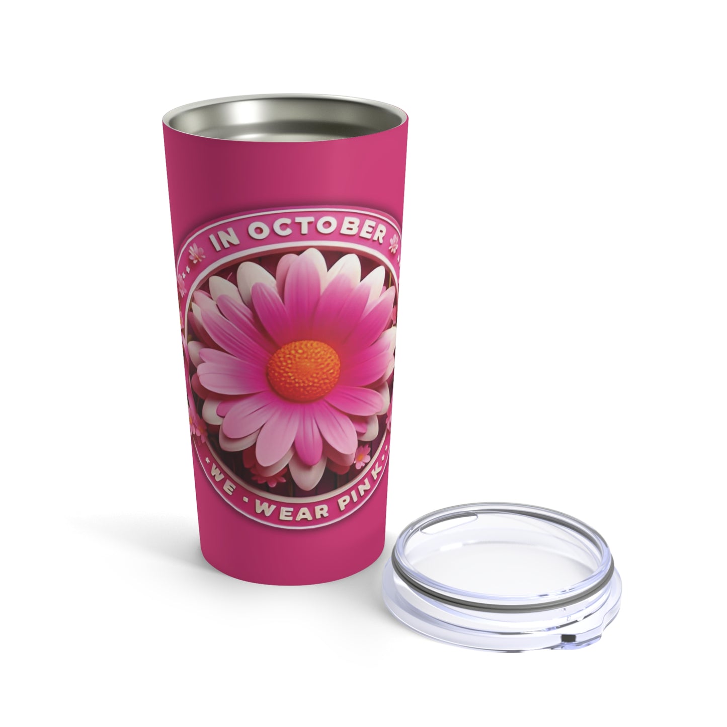 October Awareness 20oz Tumbler - Bold Pink Floral Design