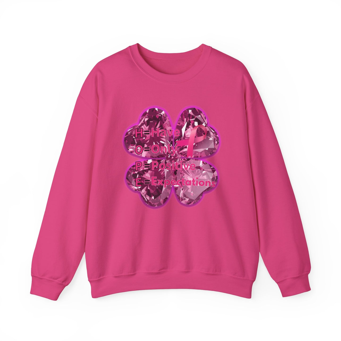 lucky pink awareness leaf Crewneck Sweatshirt