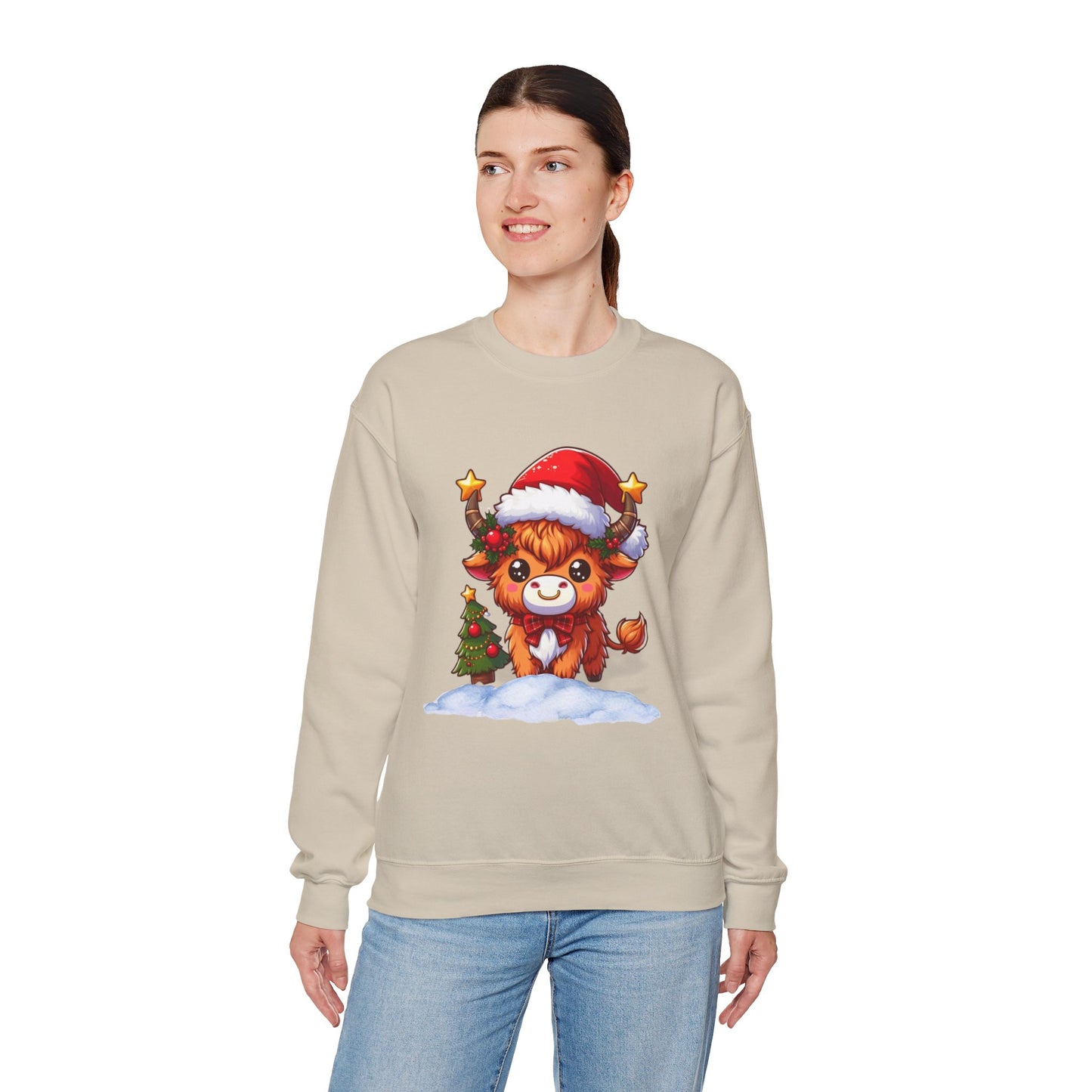 Festive highland snow cow Sweatshirt