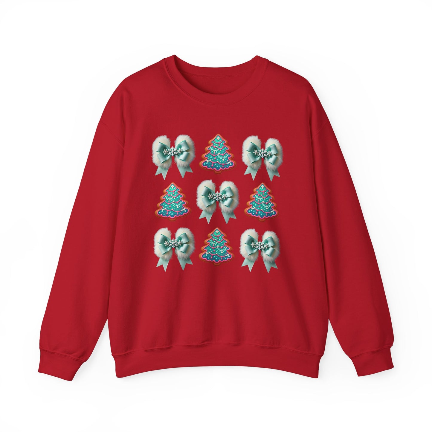 Festive Christmas Sweatshirt with Tree and Bow Design